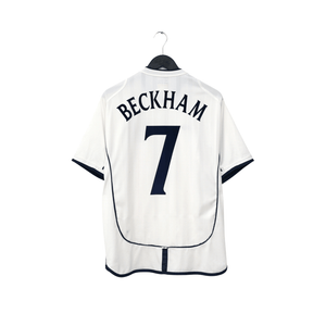 2001/03 Beckham #7 England Vintage Umbro Home Greece Football Shirt (L)