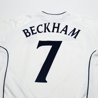 2001/03 Beckham #7 England Vintage Umbro Home Greece Football Shirt (L)