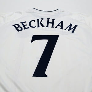 2001/03 Beckham #7 England Vintage Umbro Home Greece Football Shirt (L)
