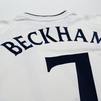 2001/03 Beckham #7 England Vintage Umbro Home Greece Football Shirt (L)