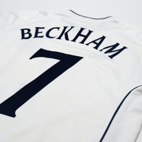 2001/03 Beckham #7 England Vintage Umbro Home Greece Football Shirt (L)