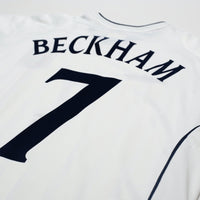 2001/03 Beckham #7 England Vintage Umbro Home Greece Football Shirt (L)