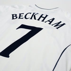 2001/03 Beckham #7 England Vintage Umbro Home Greece Football Shirt (L)