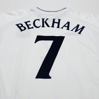 2001/03 Beckham #7 England Vintage Umbro Home Greece Football Shirt (L)