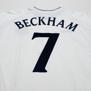2001/03 Beckham #7 England Vintage Umbro Home Greece Football Shirt (L)