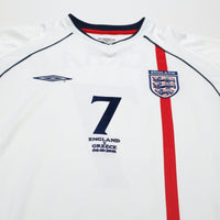 2001/03 Beckham #7 England Vintage Umbro Home Greece Football Shirt (L)