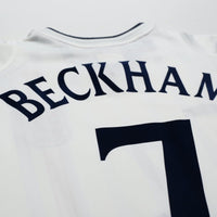 2001/03 Beckham #7 England Vintage Umbro Home Greece Football Shirt (L)