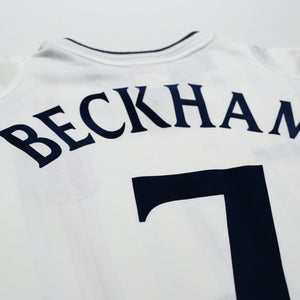 2001/03 Beckham #7 England Vintage Umbro Home Greece Football Shirt (L)