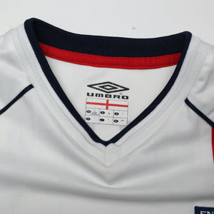 2001/03 Beckham #7 England Vintage Umbro Home Greece Football Shirt (L)