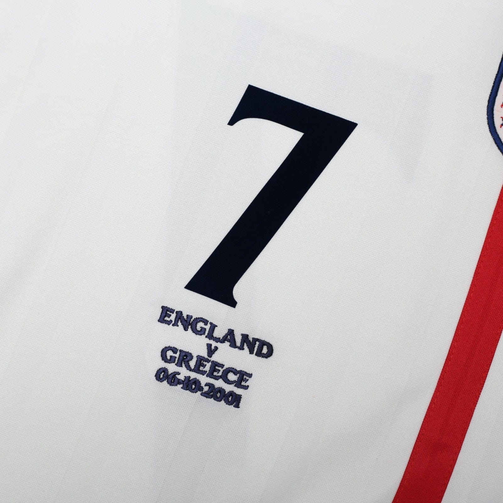 2001/03 Beckham #7 England Vintage Umbro Home Greece Football Shirt (L)