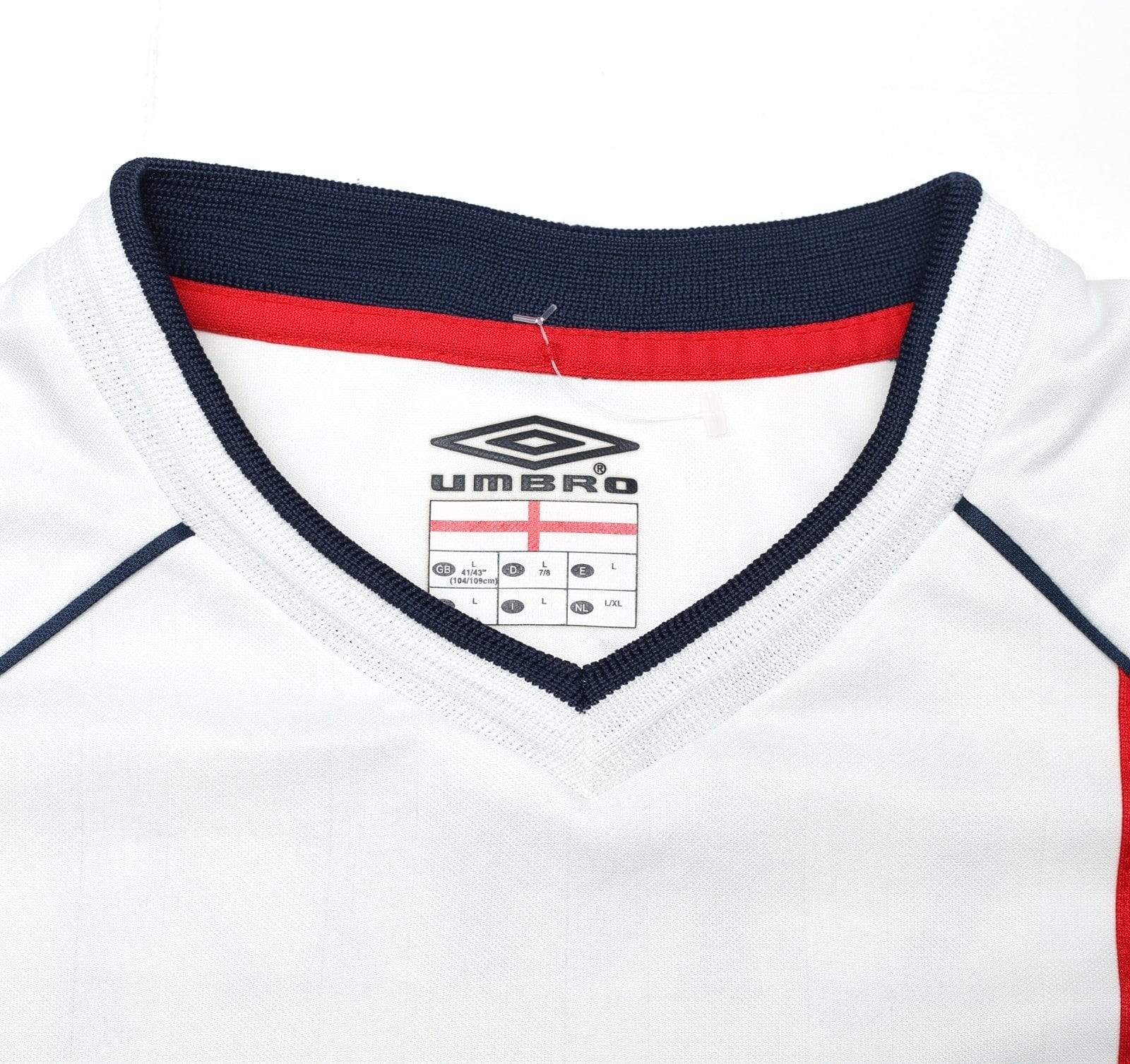 2001/03 BECKHAM #7 England Vintage Umbro Home Greece Football Shirt (L) WC 2002