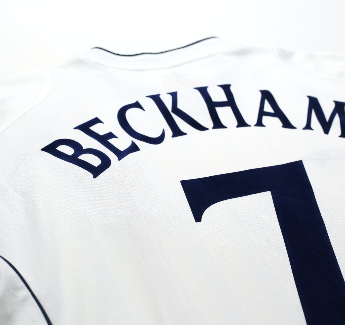 2001/03 BECKHAM #7 England Vintage Umbro Home Greece Football Shirt (L) WC 2002