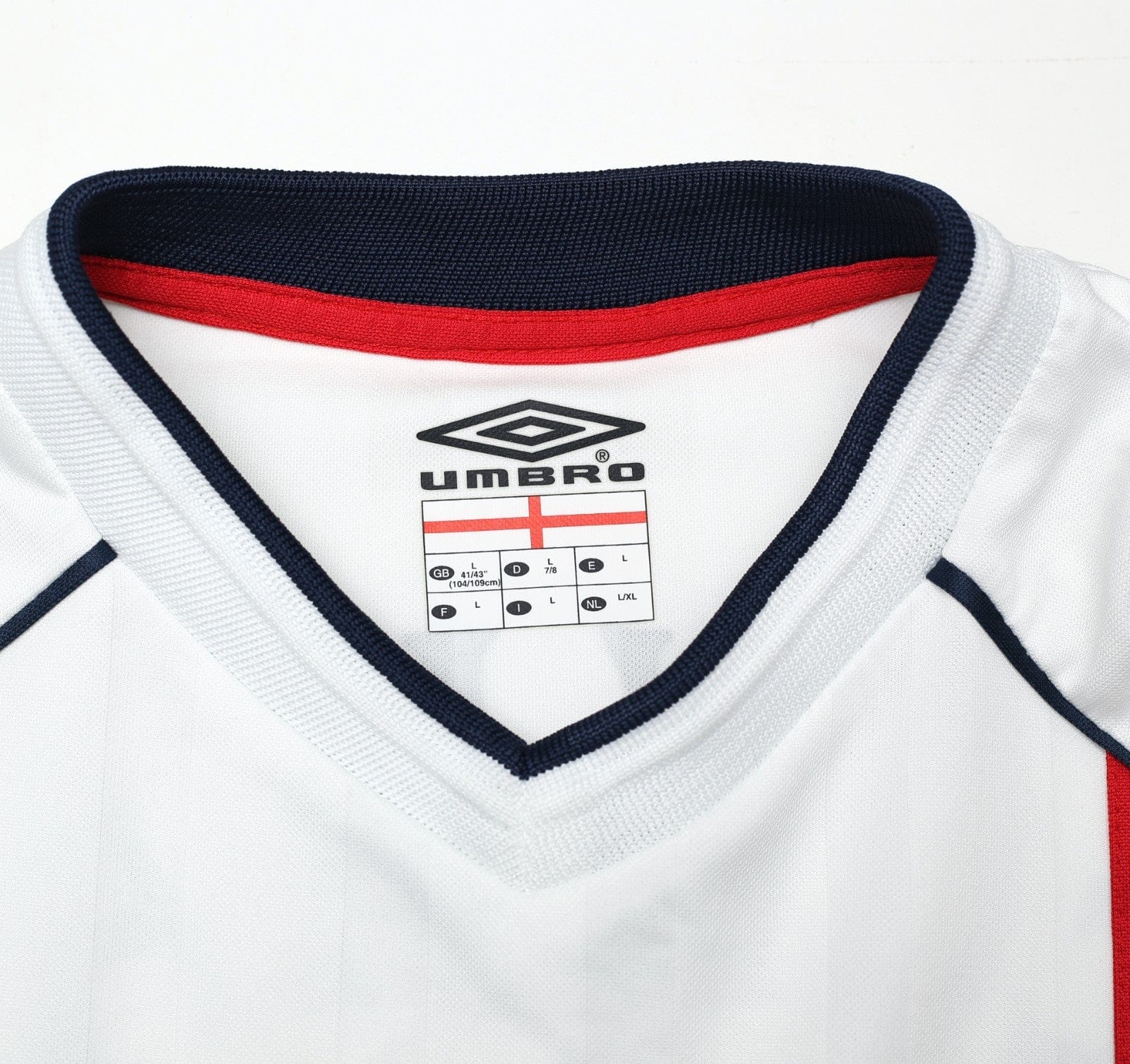 2001/03 BECKHAM #7 England Vintage Umbro Home Greece Football Shirt (L) WC 2002