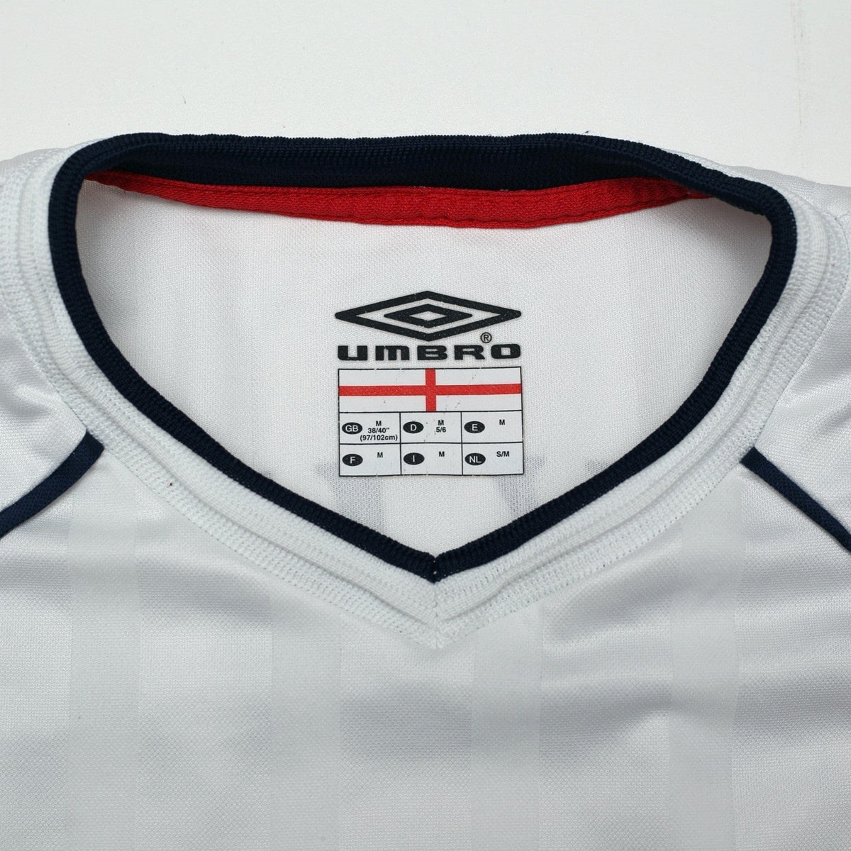 2001/03 Beckham #7 England Vintage Umbro Home Greece Football Shirt (M)