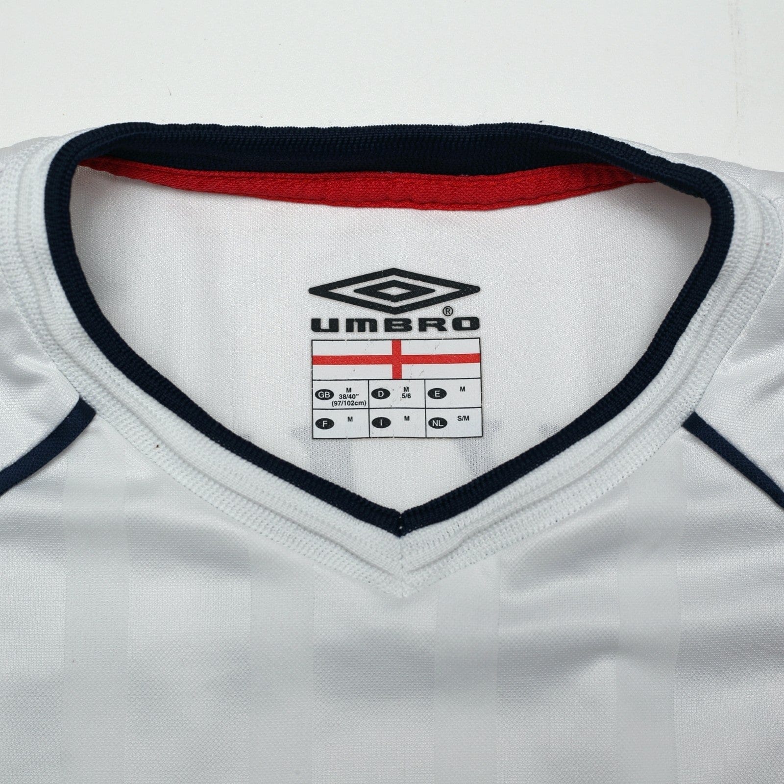 2001/03 Beckham #7 England Vintage Umbro Home Greece Football Shirt (M)