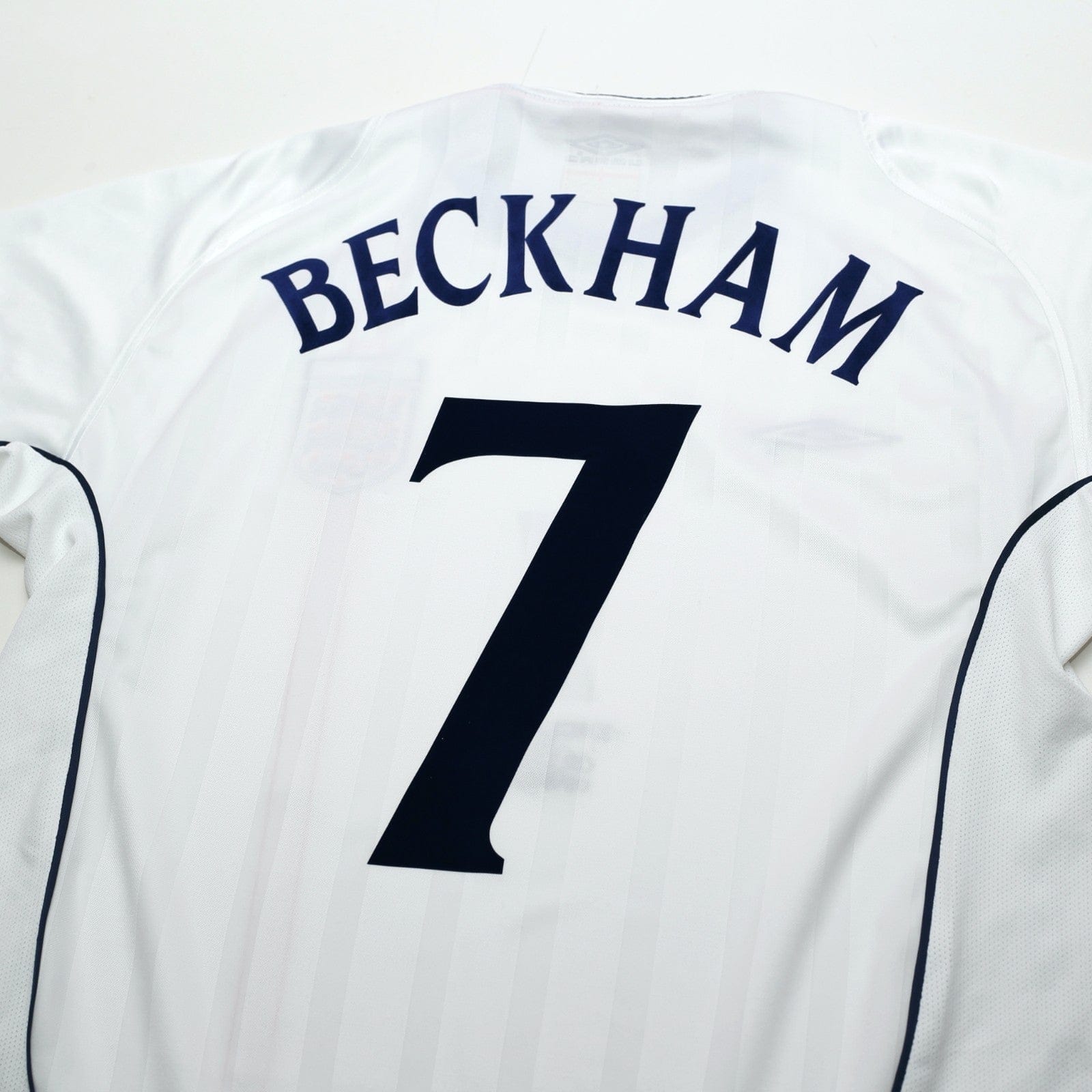 2001/03 Beckham #7 England Vintage Umbro Home Greece Football Shirt (M)