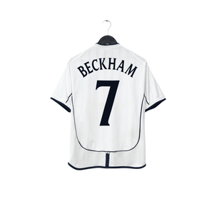 2001/03 Beckham #7 England Vintage Umbro Home Greece Football Shirt (M)
