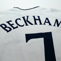 2001/03 Beckham #7 England Vintage Umbro Home Greece Football Shirt (M)