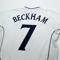 2001/03 Beckham #7 England Vintage Umbro Home Greece Football Shirt (M)
