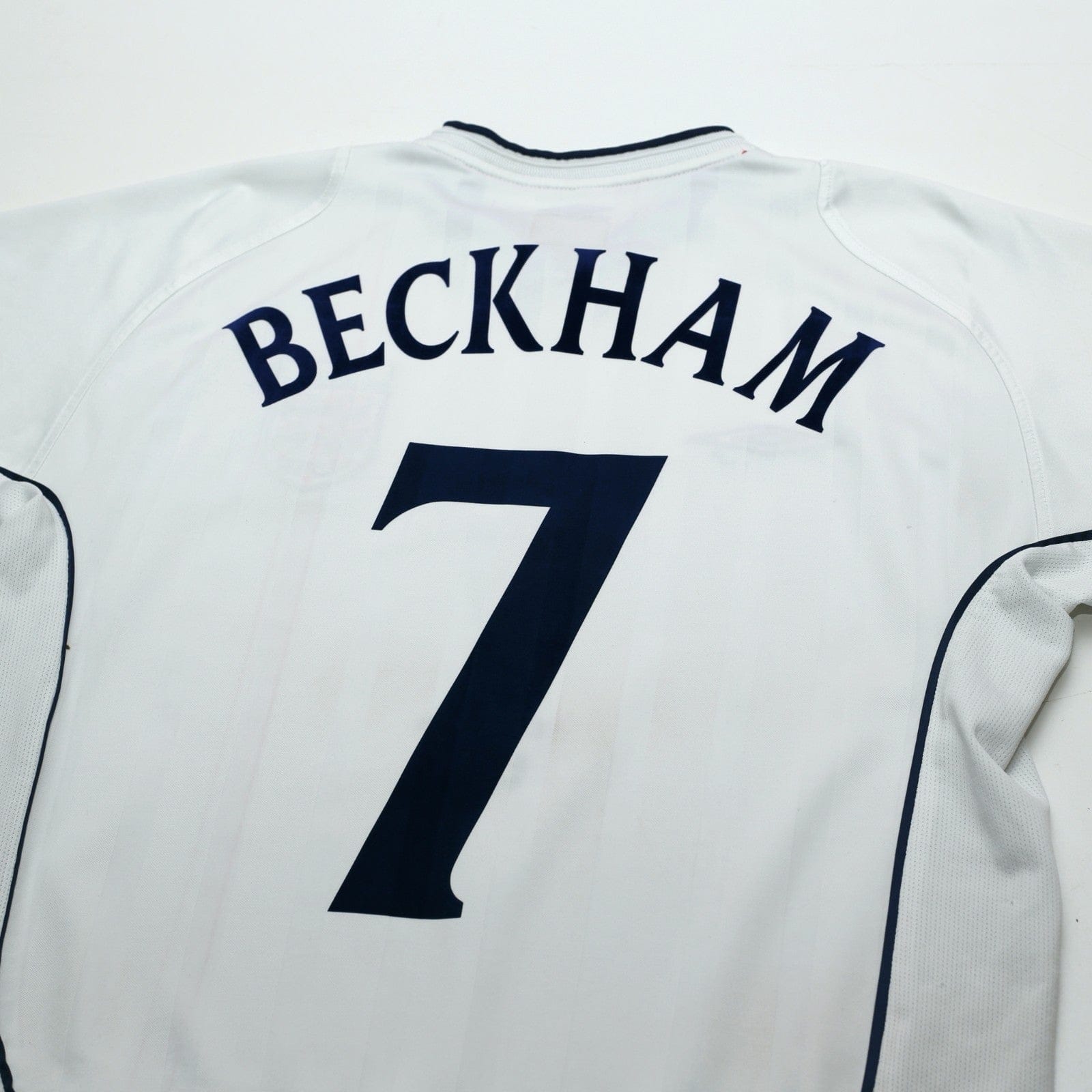 2001/03 Beckham #7 England Vintage Umbro Home Greece Football Shirt (M)