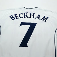 2001/03 Beckham #7 England Vintage Umbro Home Greece Football Shirt (M)