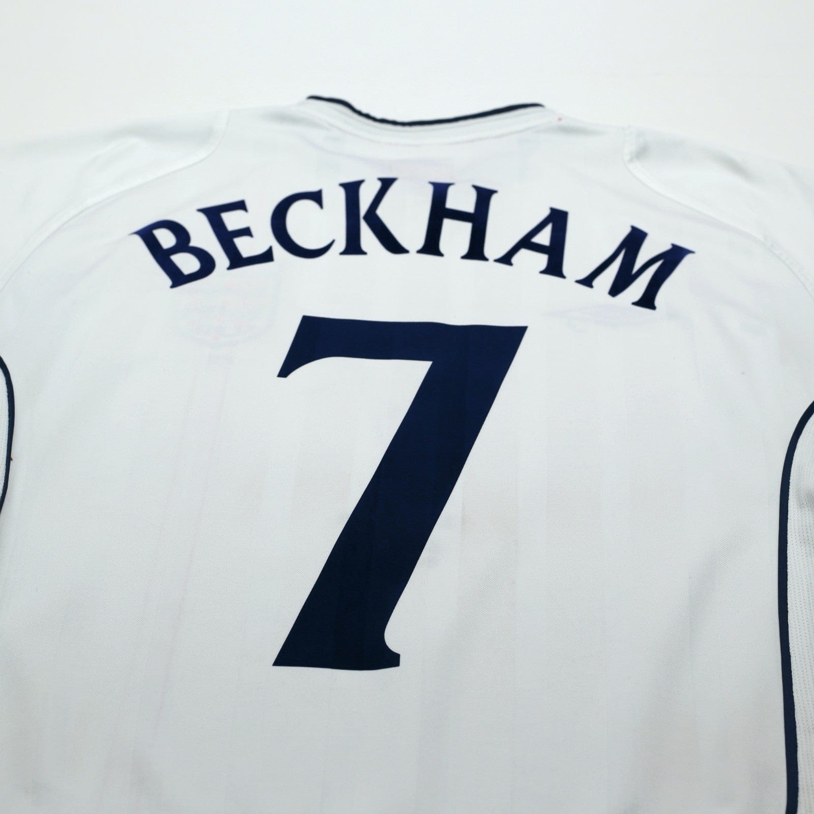2001/03 Beckham #7 England Vintage Umbro Home Greece Football Shirt (M)