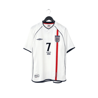 2001/03 Beckham #7 England Vintage Umbro Home Greece Football Shirt (M)