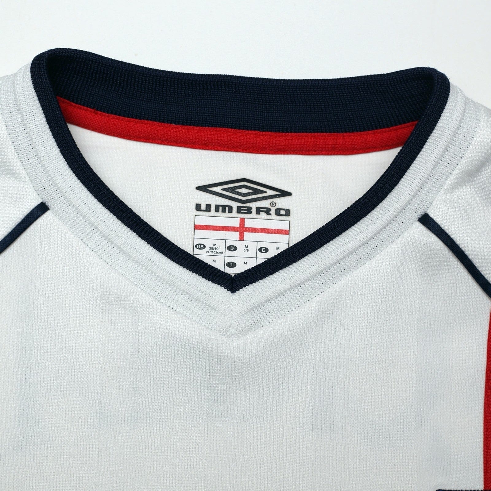 2001/03 Beckham #7 England Vintage Umbro Home Greece Football Shirt (M)