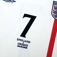 2001/03 Beckham #7 England Vintage Umbro Home Greece Football Shirt (M)