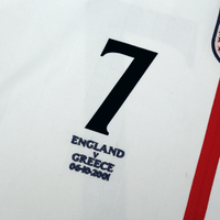 2001/03 Beckham #7 England Vintage Umbro Home Greece Football Shirt (M)