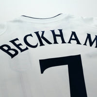 2001/03 Beckham #7 England Vintage Umbro Home Greece Football Shirt (M)