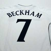 2001/03 Beckham #7 England Vintage Umbro Home Greece Football Shirt (M)