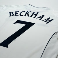 2001/03 Beckham #7 England Vintage Umbro Home Greece Football Shirt (M)