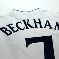 2001/03 Beckham #7 England Vintage Umbro Home Greece Football Shirt (M)