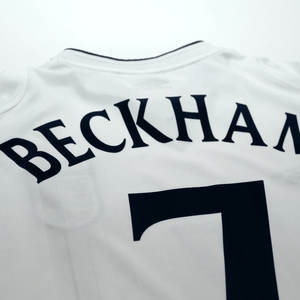 2001/03 Beckham #7 England Vintage Umbro Home Greece Football Shirt (M)