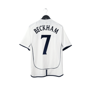 2001/03 Beckham #7 England Vintage Umbro Home Greece Football Shirt (M)