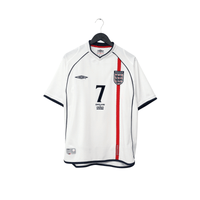 2001/03 Beckham #7 England Vintage Umbro Home Greece Football Shirt (M)