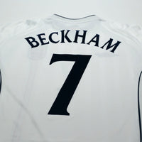2001/03 Beckham #7 England Vintage Umbro Home Greece Football Shirt (M)