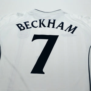 2001/03 Beckham #7 England Vintage Umbro Home Greece Football Shirt (M)