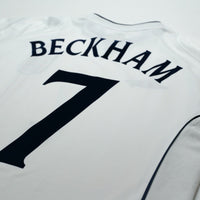 2001/03 Beckham #7 England Vintage Umbro Home Greece Football Shirt (M)