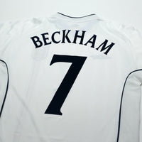 2001/03 Beckham #7 England Vintage Umbro Home Greece Football Shirt (M)