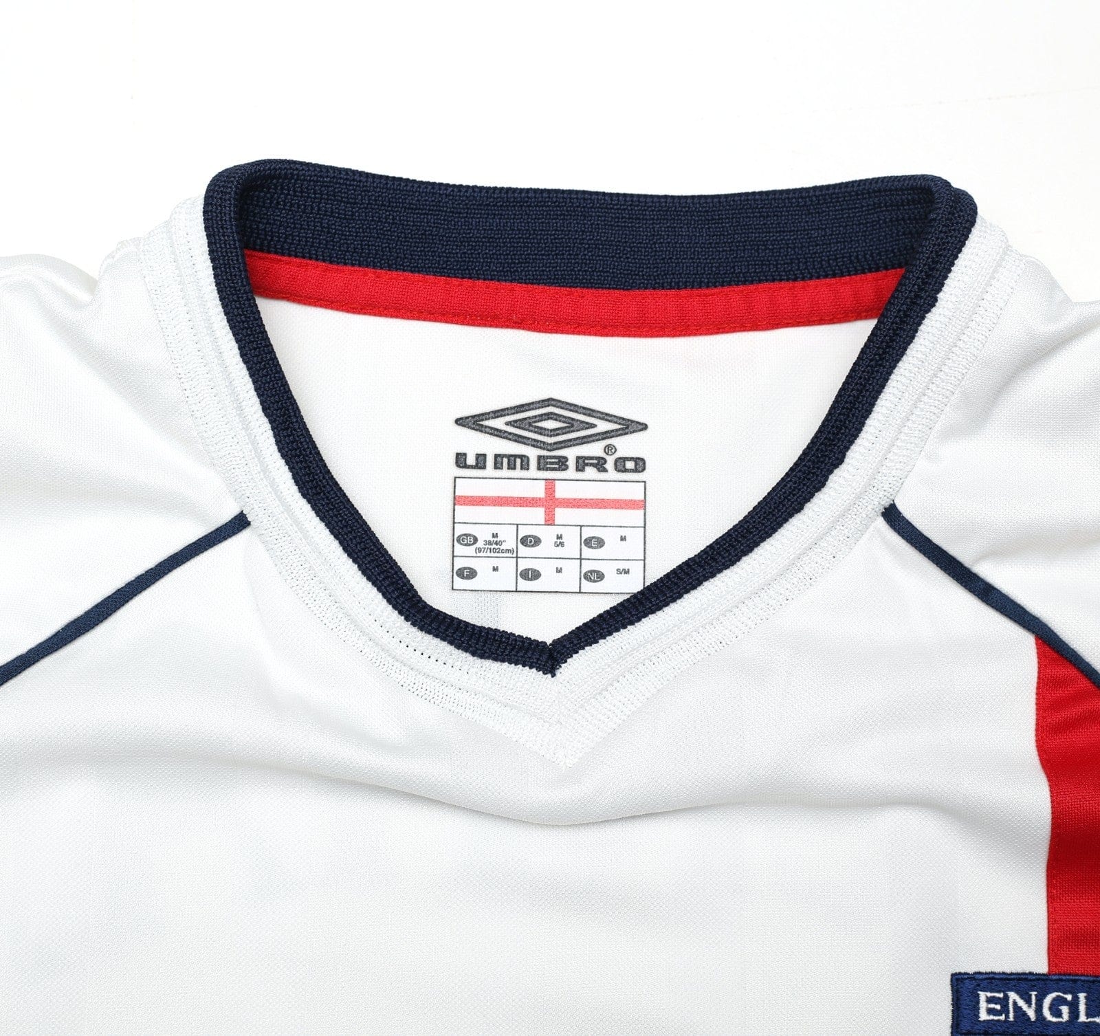 2001/03 BECKHAM #7 England Vintage Umbro Home Greece Football Shirt (M) WC 2002