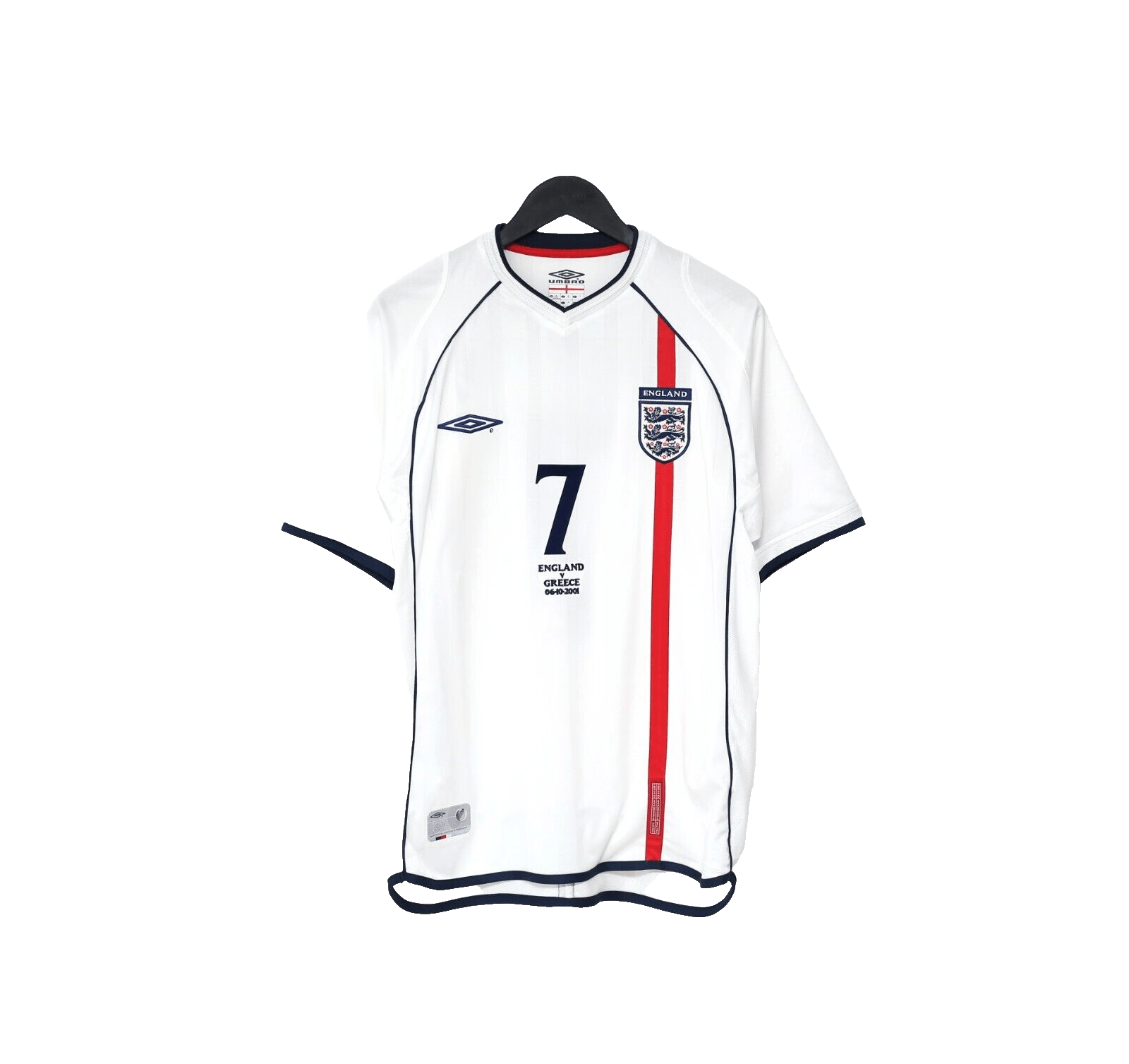 England 2001-2002 Umbro Home L/S Shirt BECKHAM vs Greec