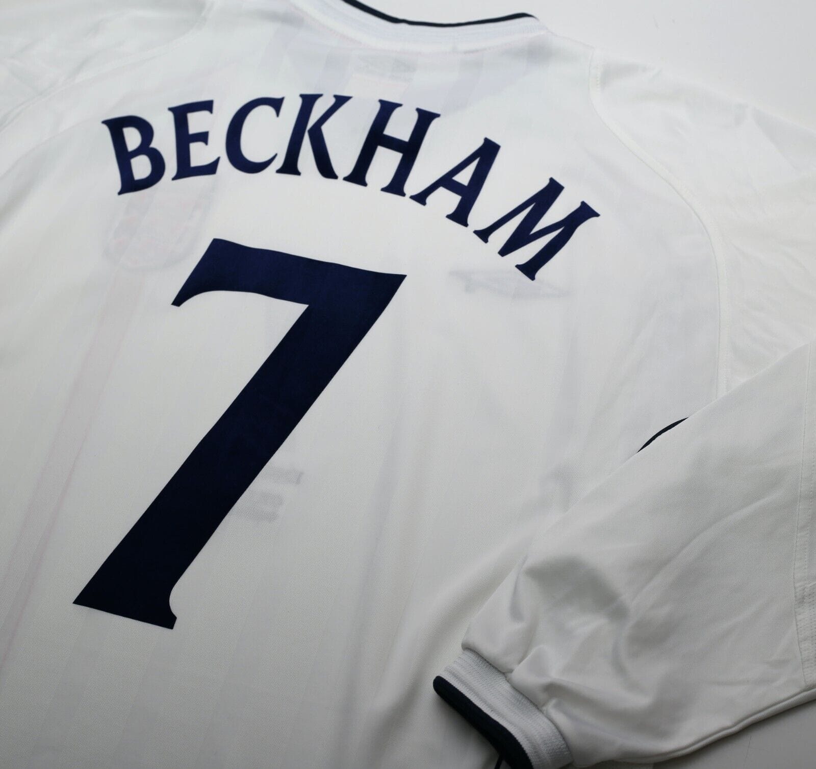 2001/03 BECKHAM #7 England Vintage Umbro Home Greece