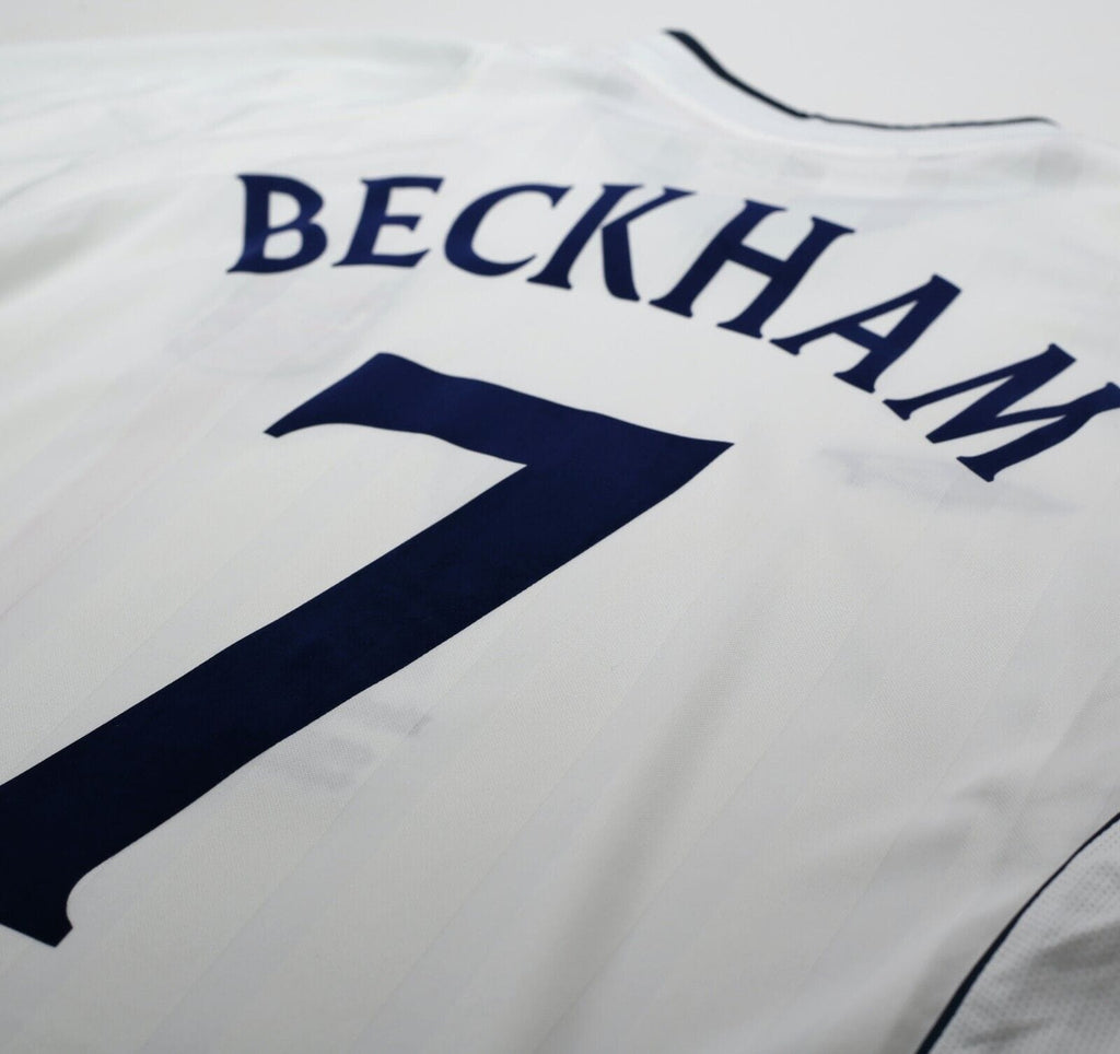 2001/03 BECKHAM #7 England Vintage Umbro Home Greece Football Shirt (S) WC 2002