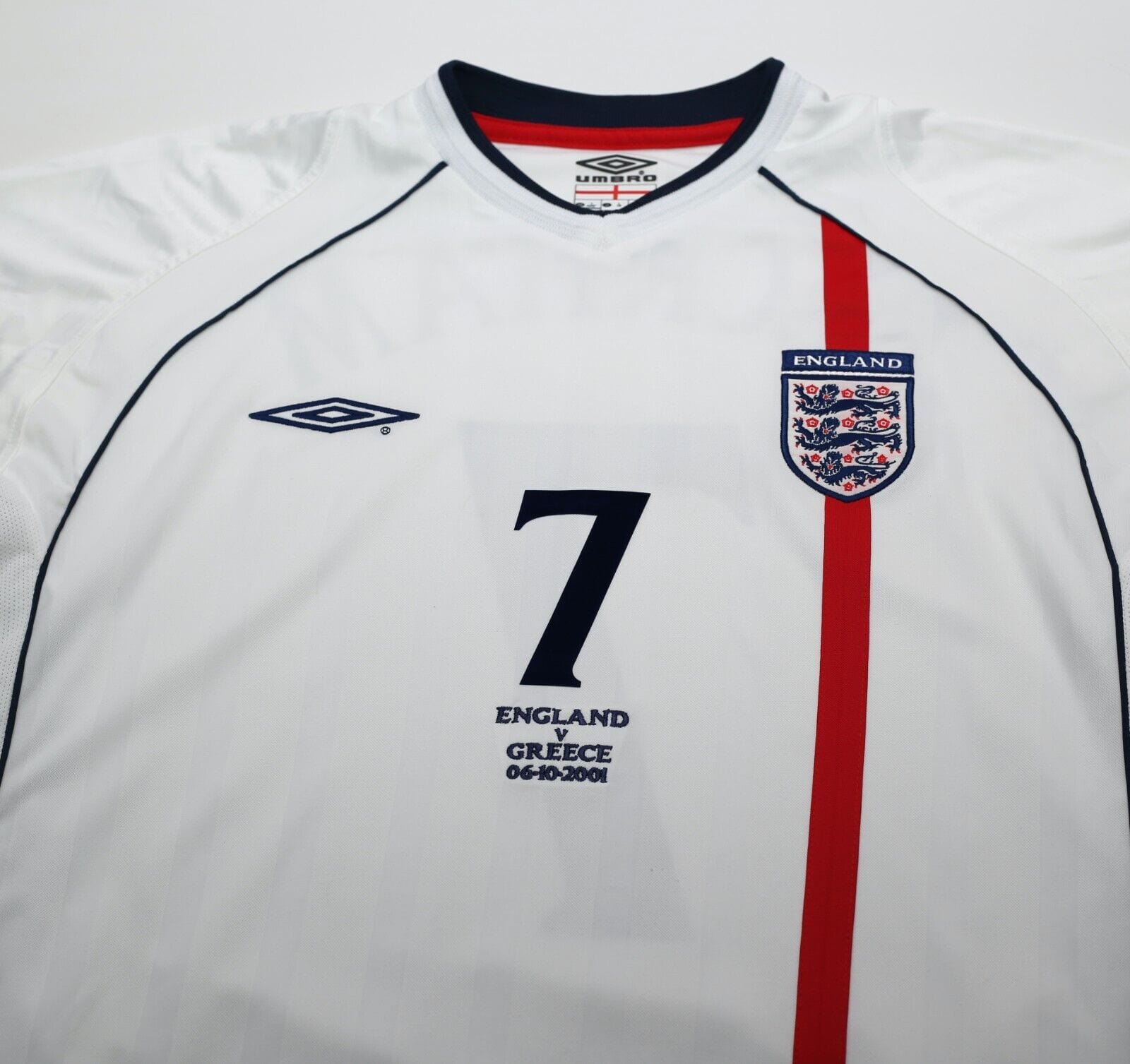 UMBRO　2001 イングランド　ベッカム　2001.6.10 Greece 2001/03 Beckham #7 England Vintage Umbro Home Greece Football