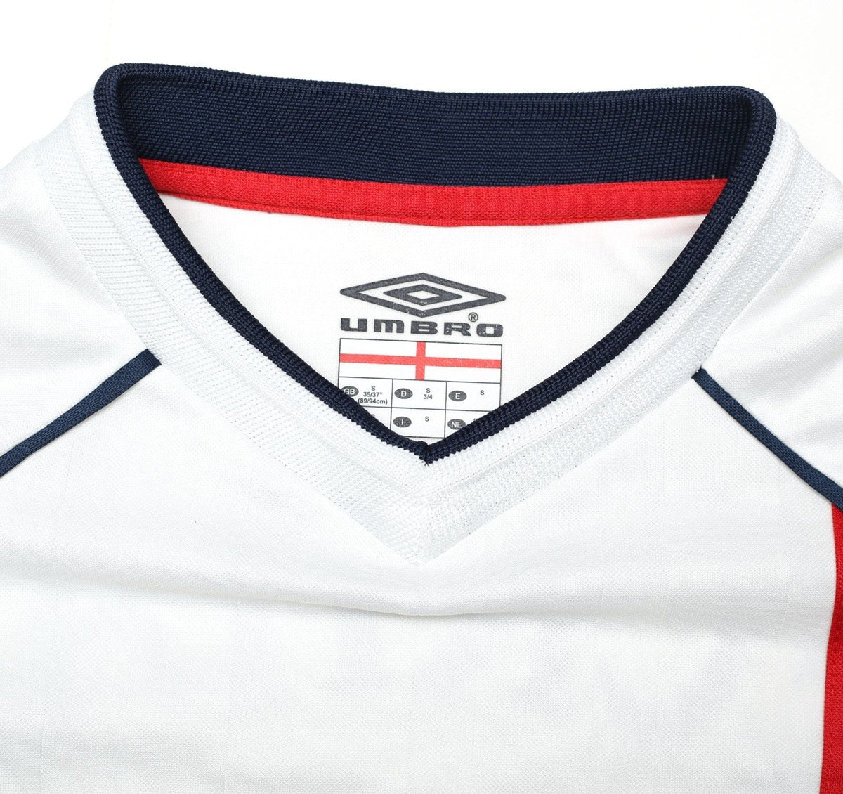 2001/03 BECKHAM #7 England Vintage Umbro Home Greece Football Shirt (S) WC 2002