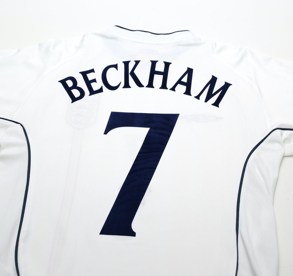 2001/03 BECKHAM #7 England Vintage Umbro Home Greece Football Shirt (S) WC 2002