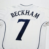 2001/03 Beckham #7 England Vintage Umbro Home Greece Football Shirt (S) WC 2002