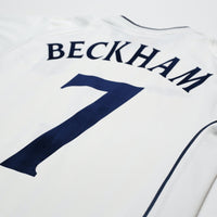 2001/03 Beckham #7 England Vintage Umbro Home Greece Football Shirt (S) WC 2002